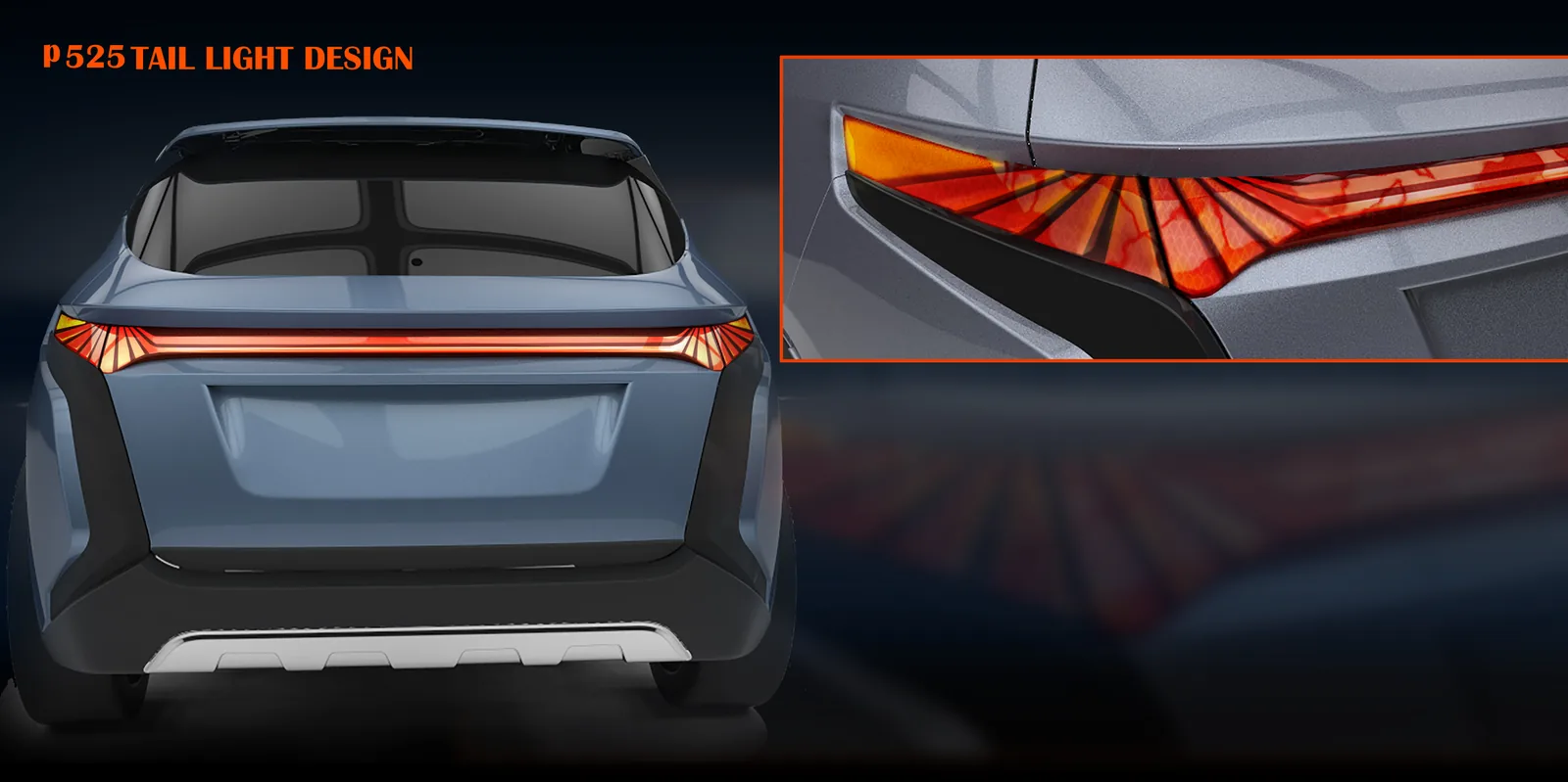 Automotive taillight concept rendering from Monica Motamedi’s supplied portfolio archive.