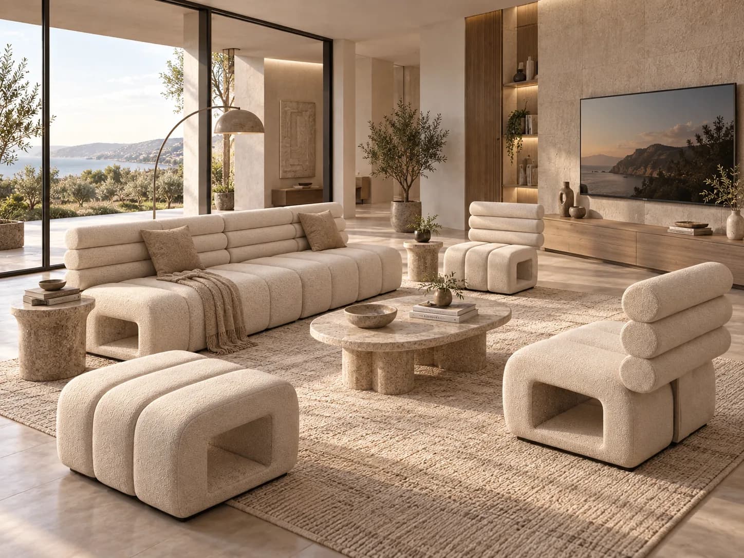 Terio modular seating collection shown as a coordinated living-room environment. From Monica Motamedi’s supplied User-supplied website update / September 2026 archive.